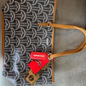 Sprayground Black and Tan Tote with Geometric Design